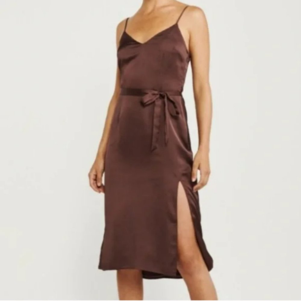 Abercrombie & Fitch Satin Slip Dress in Brown